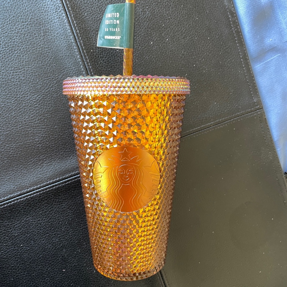 Starbucks 50th anniversary Limited edition 2020 tumbler NWT iridescent gold stud - Picture 3 of 16